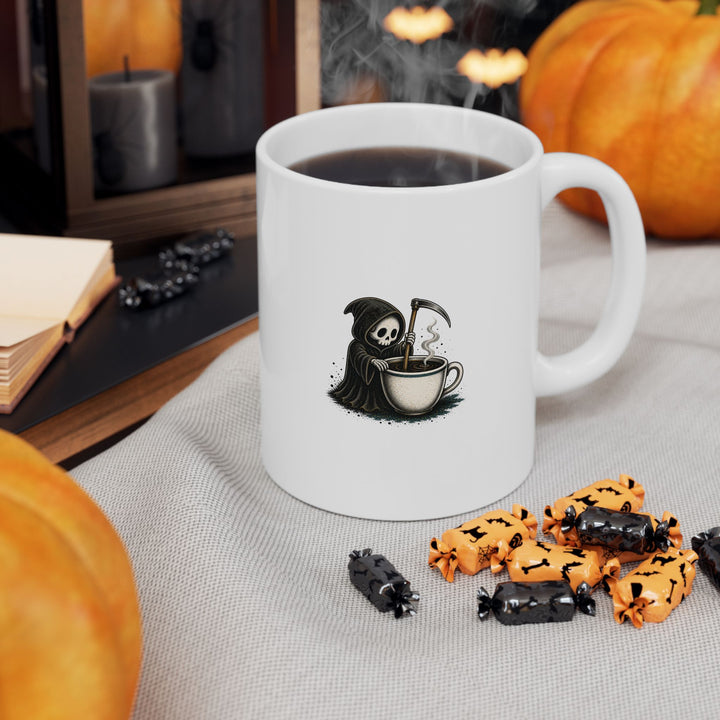 Two-mug promotional mockup of Mystery Is My Love Language Mug