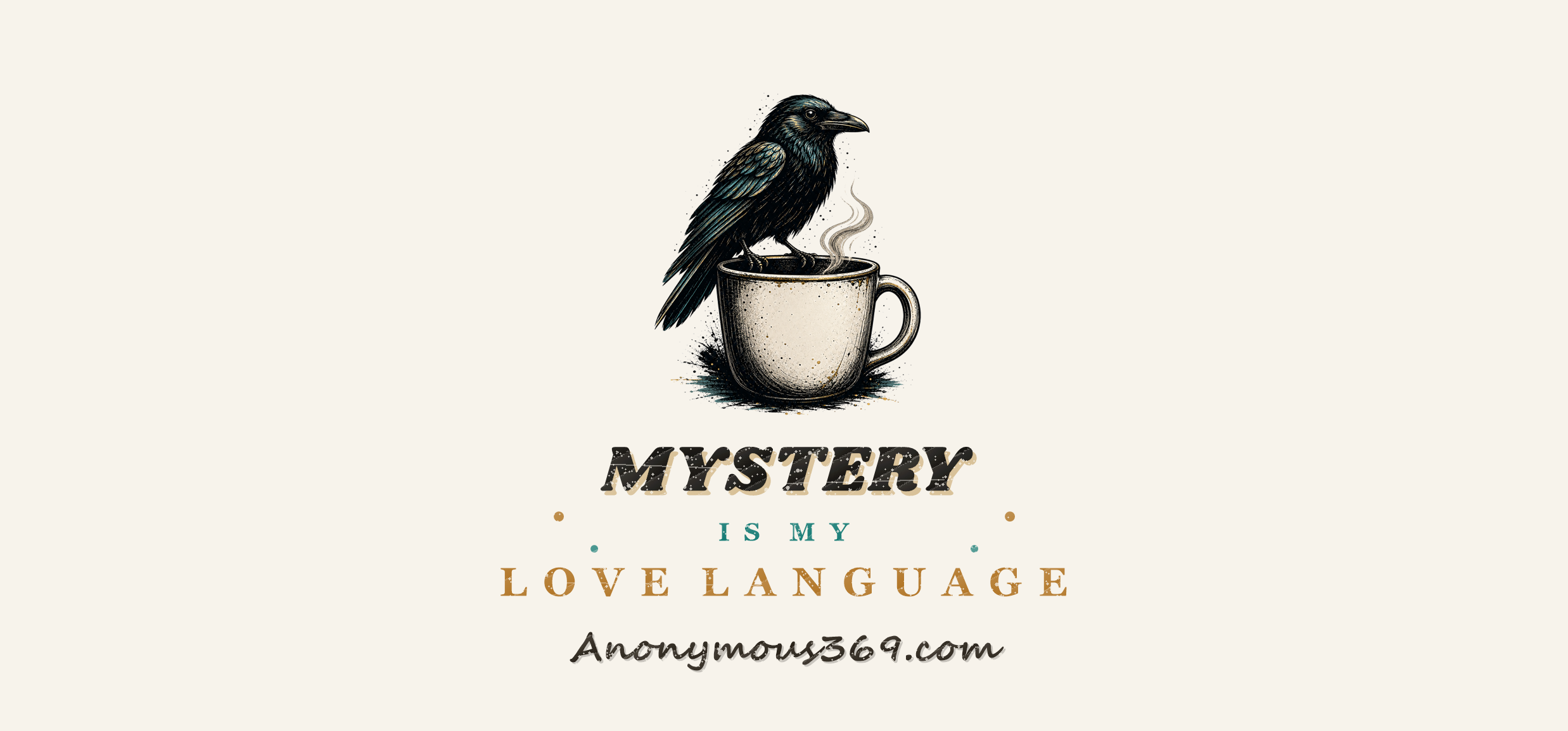Crow and coffee mug artwork for Anonymous369 Media merch